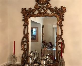 Gilded Mirror, Silver Plate Tea Set