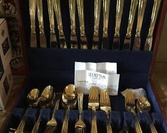 SERVICE FOR 12 GOLD FLATWARE BY HAMPTON
