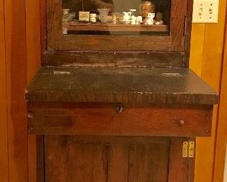 Antique Switchboard Telephone Desk Repourposed into a phone desk with shelves
