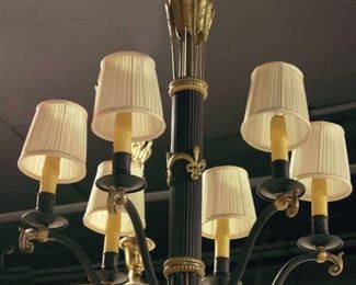 Empire Six Arm Gilt Metal Chandelier