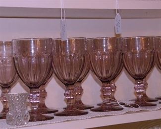 Libby Glass Company Amethyst wine classes. We also have water glasses and tumblers.