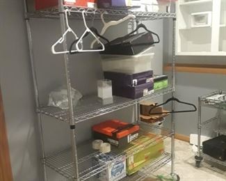 Metal storage rack with clips,  also matching metal cart available.