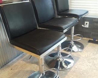 3 Modern Chrome Barstools. 