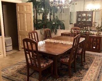 Stanley dining room table, chairs, china cabinet, buffet