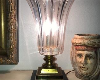 Antique fluted tulip glass light