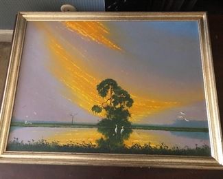 Painting. Signed A. Black, one of the Highwaymen, dated 1978. SOLD