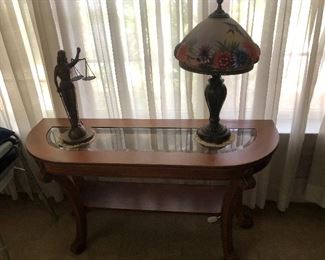 Sofa table with beveled glass