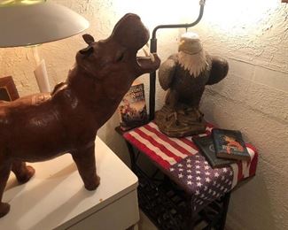 Leather hand made hippo greets plater eagle