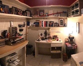 Office includes equipment, records, cds, supplies, books, collectibles