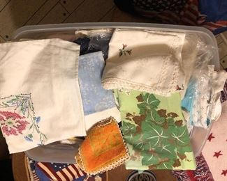 Vintage linens, table cloths, embroidered pieces