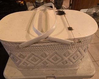 Old wicker picnic basket