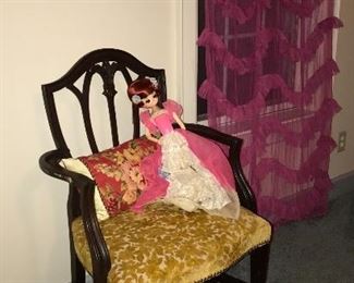 Federal side chair with velvet seat.