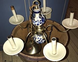 Vintage Blue White pottery chandelier