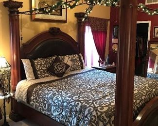 King Size Canopy Bed - Serta Perfect Sleeper mattress & boxspring