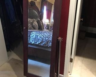 Full length mirror with jewelry storage