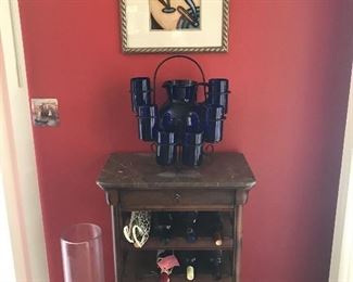 wine rack with marble top