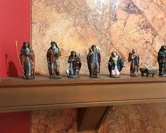 Vintage J. Puig Llobera 16 piece Nativity set with Manger 