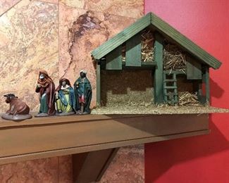 Vintage J. Puig Llobera 16 piece Nativity set with Manger 