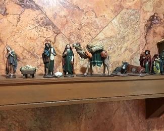 Vintage J. Puig Llobera 16 piece Nativity set with Manger 