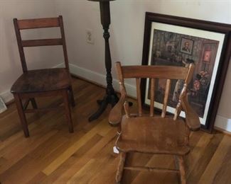 Antique chairs. Plant stand.