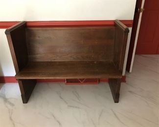 Antique church bench.  Nice size for small spaces.