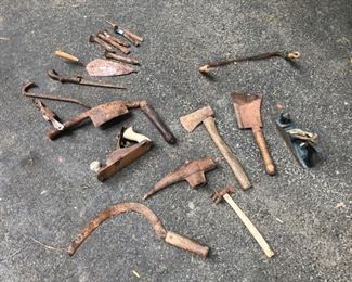 Old tools, outside driveway.