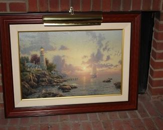 Thomas Kincaid "Sea of Tranquility" Canvas Lithograph 1998, Framed with Gallery Light 3158/5930