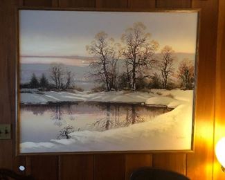 Large winter landscape painting