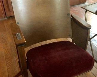 Authentic vintage theatre seat for Usher. Brass Usher tag