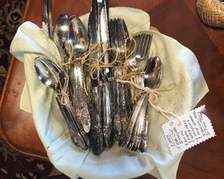 c.1937 "FIRST LOVE" Silverplated Flatware, 51 Pieces 