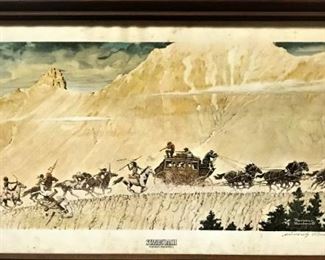 Signed Norman Rockwell Print "Stagecoach"