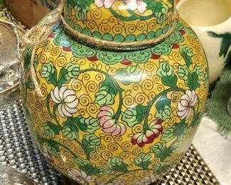 c.1900-1920, Cloisonne 10" Longevity and/or Ginger Jar