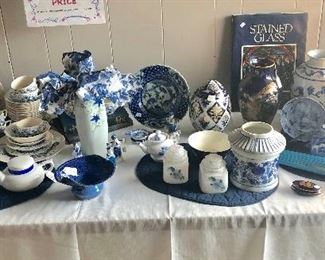 Vintage JOHNSON BROS. Dover Blue Dishes and Blue & White Oriental Pieces