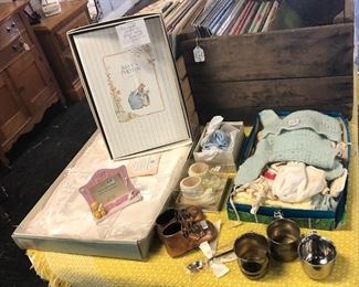 Vintage Baby Items, including a Pair of Bronzed Baby Shoes