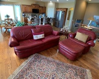 FlexSteel Red Leather Set