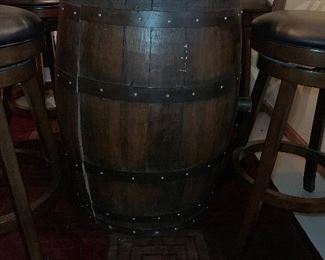 Wine Barrel Pub Table with Bar Stools