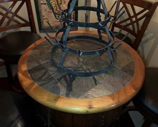 Wine Barrel Pub Table with Bar Stools