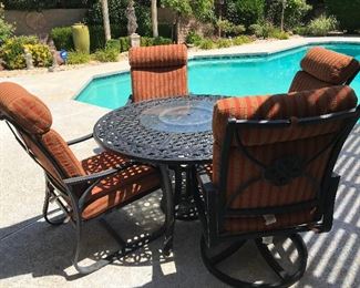 Heavy iron patio set with cushions