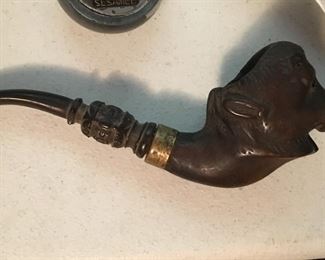 Cow Wood Carved Pipe-one of a kind!