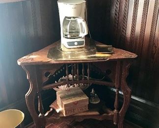 Antique oak corner table
