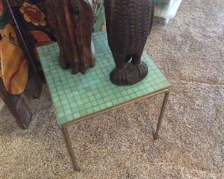 MCM mosaic tile table on chrome base
