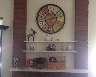 Decor items, quails, clock