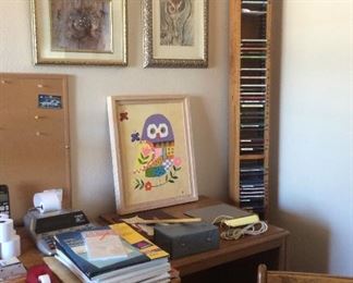Wall art, CDs, office items