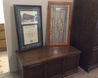 Trunk, vintage glass panel