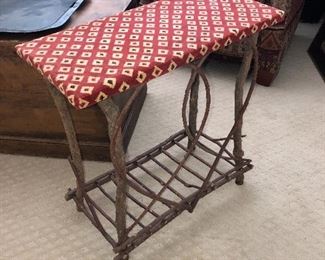 Upholstered twig bench