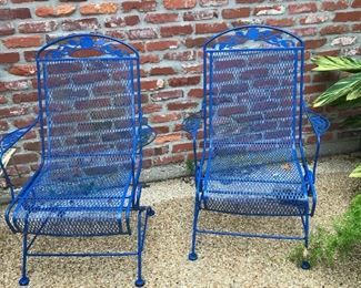 BLUE iron patio chairs