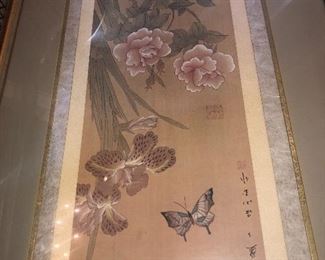 Framed Oriental silk