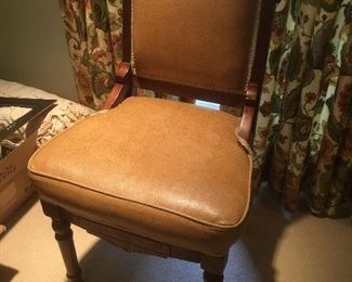 Eastlake chair w original casters w leather upholstery 