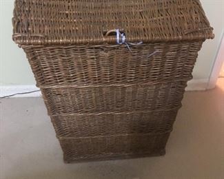 Very large antique wicker laundry basket 