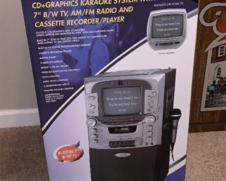 Karaoke System w/7" B/W TV, AM/FM Radio and Cassette Recorder/Player